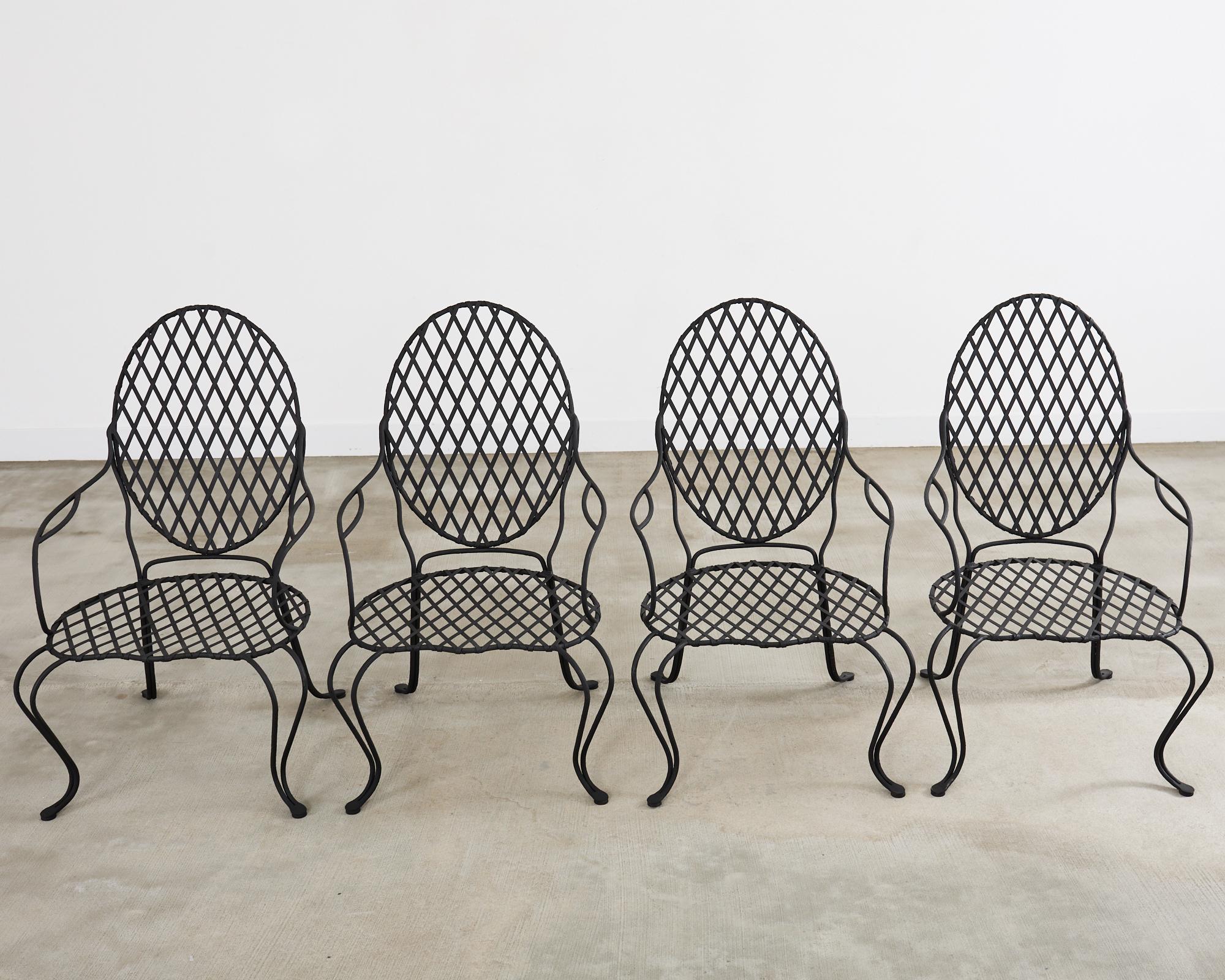 Juego de cuatro sillones de comedor de jardín Rose Tarlow Twig de hierro en Bueno estado para la venta en Rio Vista, CA
