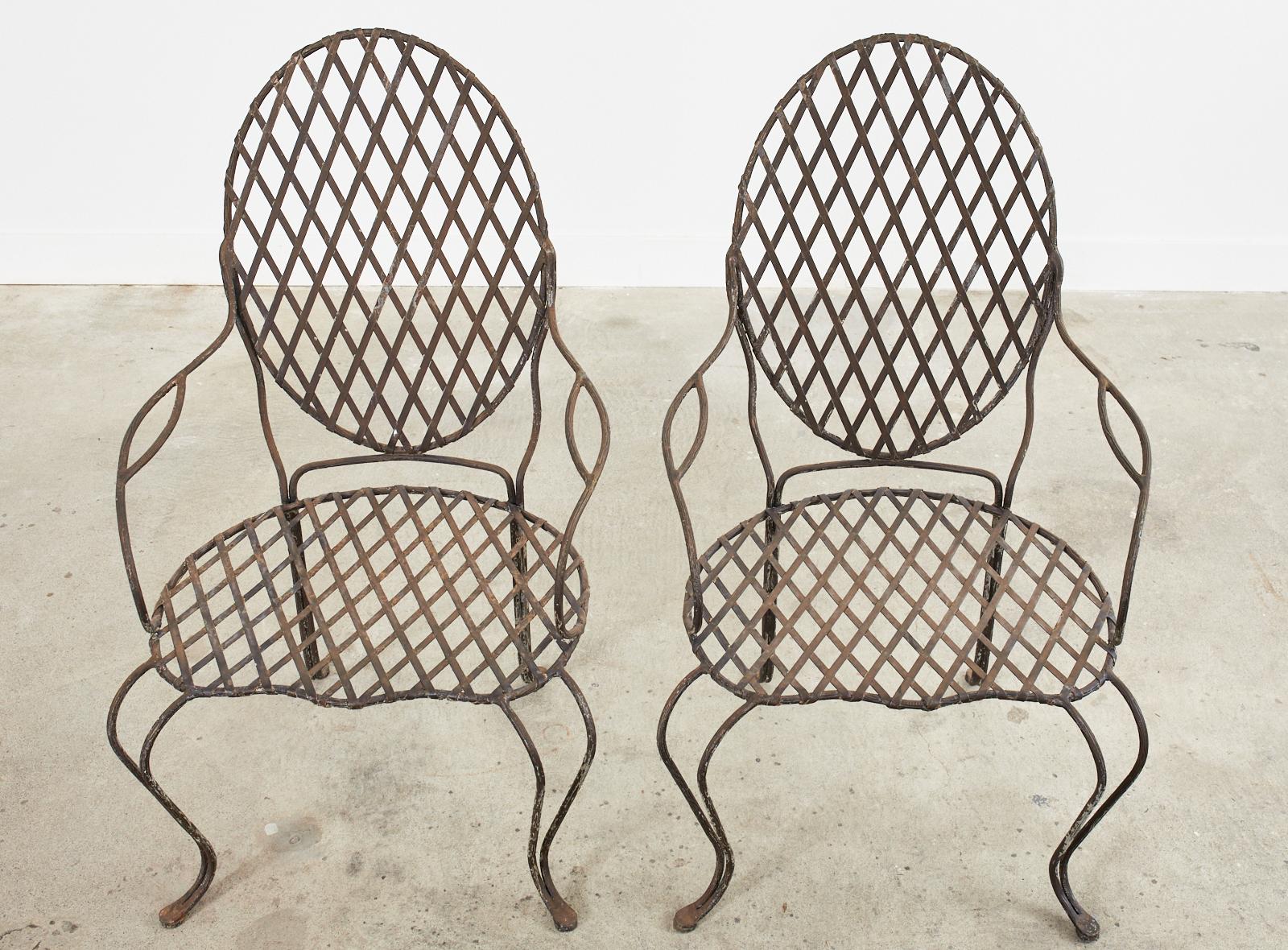 Set of Four Rose Tarlow Twig Iron Garden Dining Armchairs In Distressed Condition In Rio Vista, CA