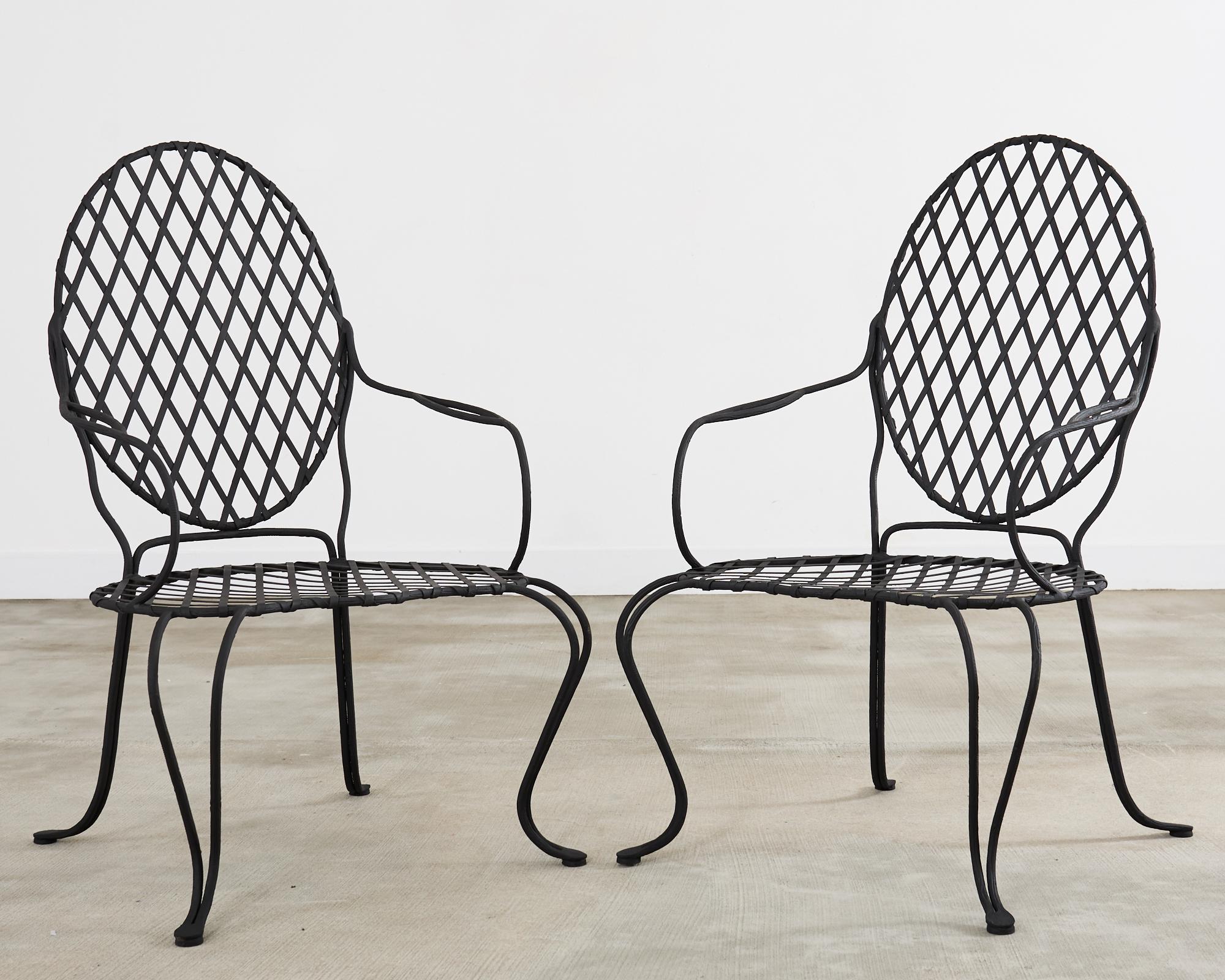 Juego de cuatro sillones de comedor de jardín Rose Tarlow Twig de hierro en venta 1