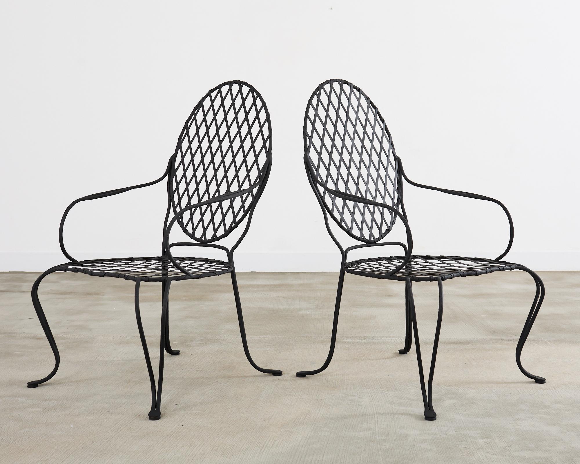 Juego de cuatro sillones de comedor de jardín Rose Tarlow Twig de hierro en venta 2