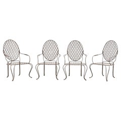 Set of Four Rose Tarlow Twig Iron Garden Dining Armchairs