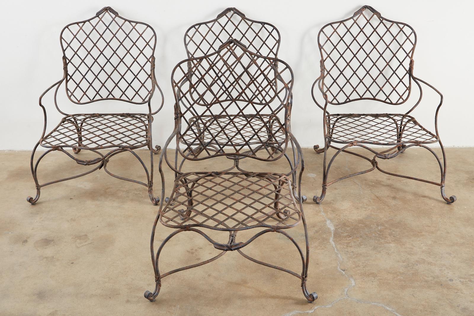 American Set of Four Rose Tarlow Twig Iron Garden Lounge Chairs
