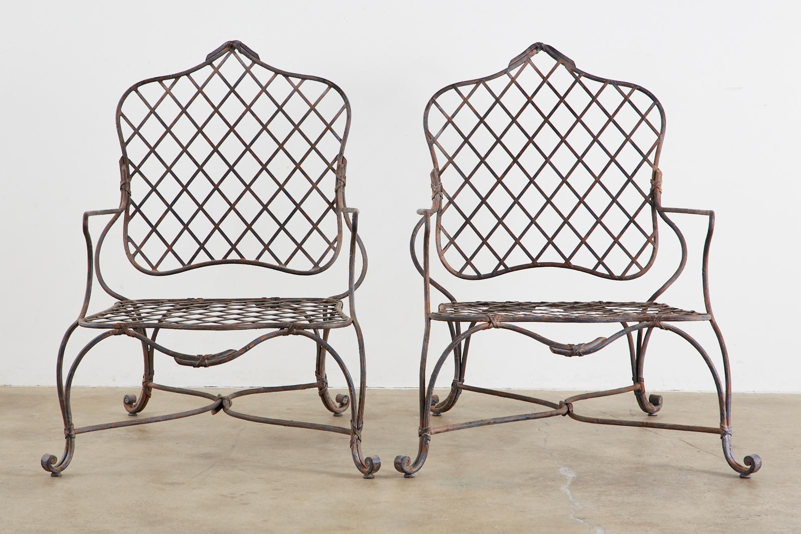 Set of Four Rose Tarlow Twig Iron Garden Lounge Chairs In Distressed Condition In Rio Vista, CA
