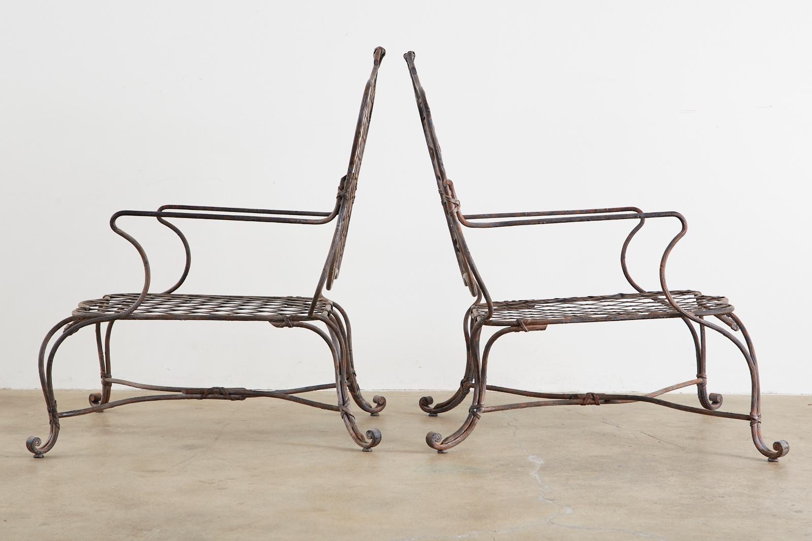 20th Century Set of Four Rose Tarlow Twig Iron Garden Lounge Chairs