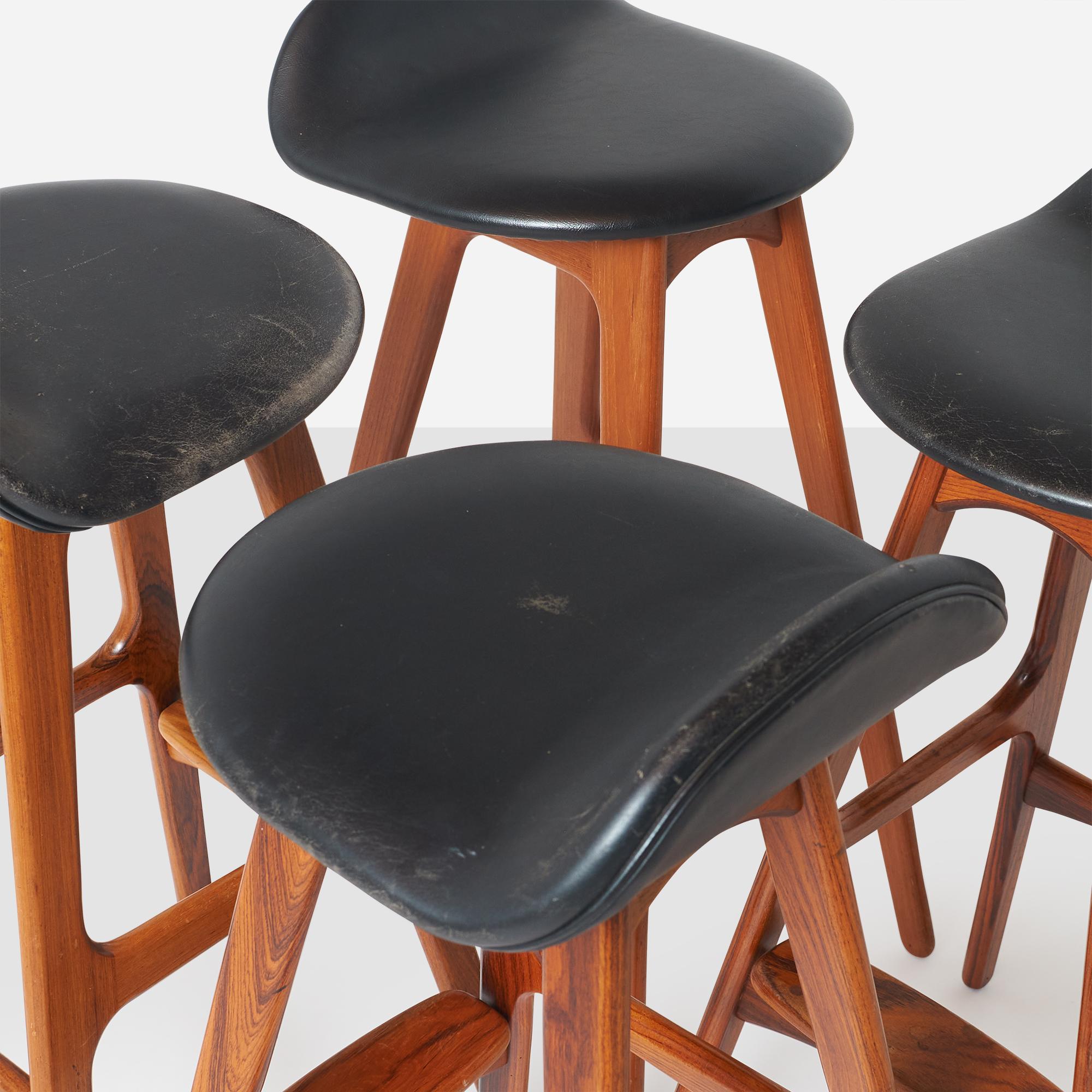 Set of Four Rosewood Barstools by Erik Buch 3