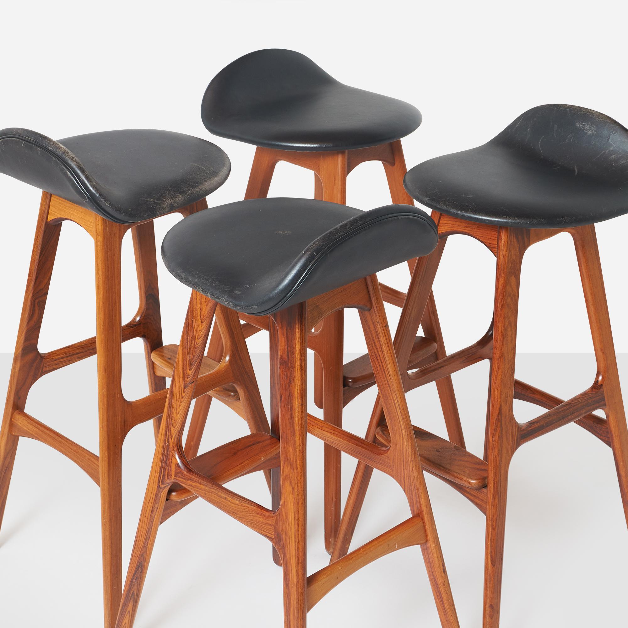 Set of Four Rosewood Barstools by Erik Buch 2