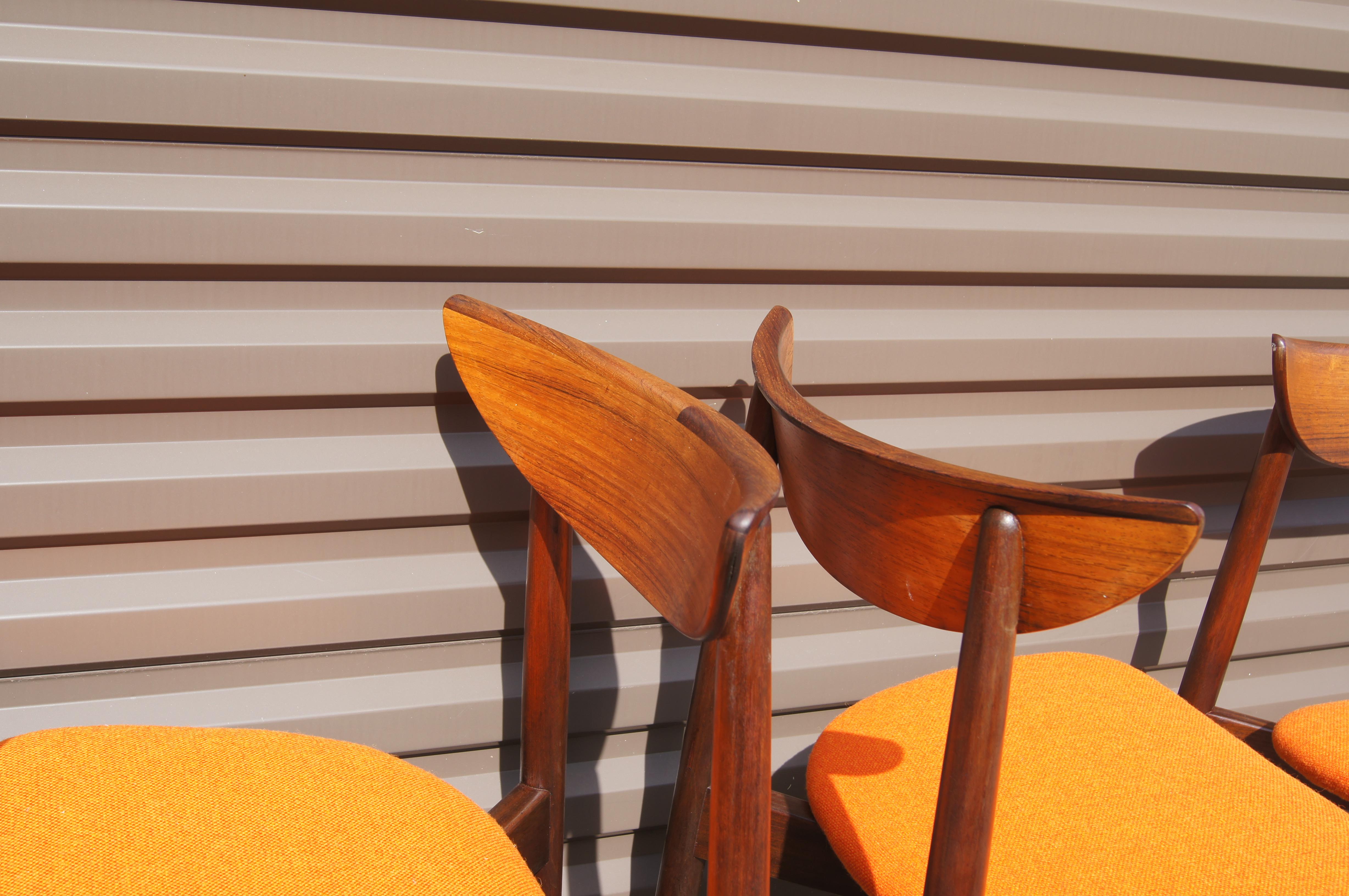 Textile Set of Four Rosewood Dining Chairs by Harry Østergaard