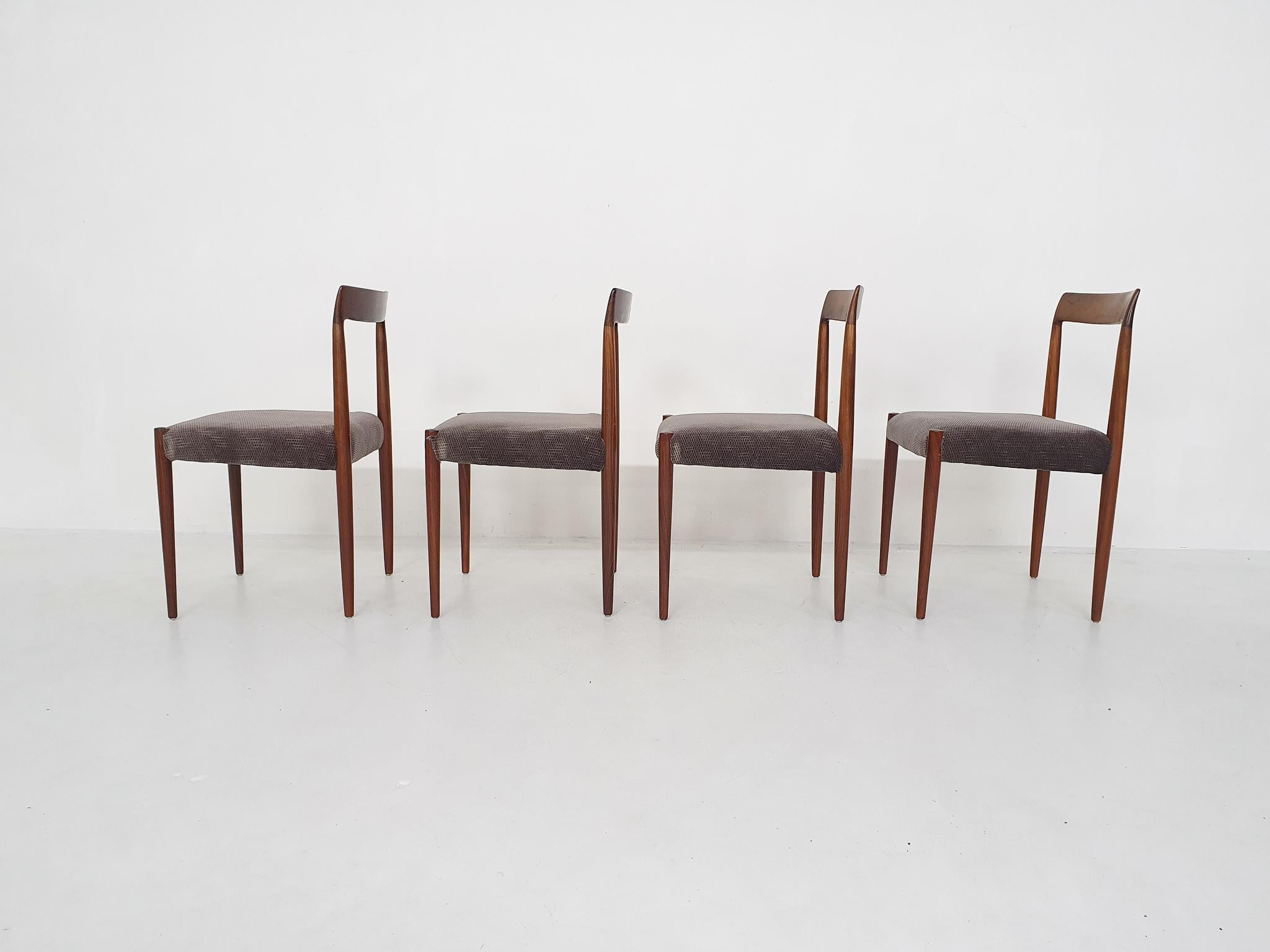 Mid-Century Modern Set of Four Rosewood Dining Chairs by Lubke, Germany 1960's