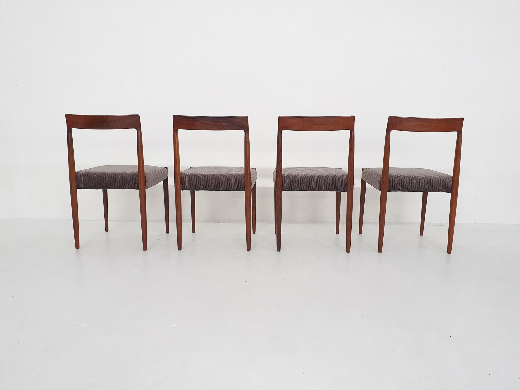 Set of Four Rosewood Dining Chairs by Lubke, Germany 1960's In Good Condition In Amsterdam, NL