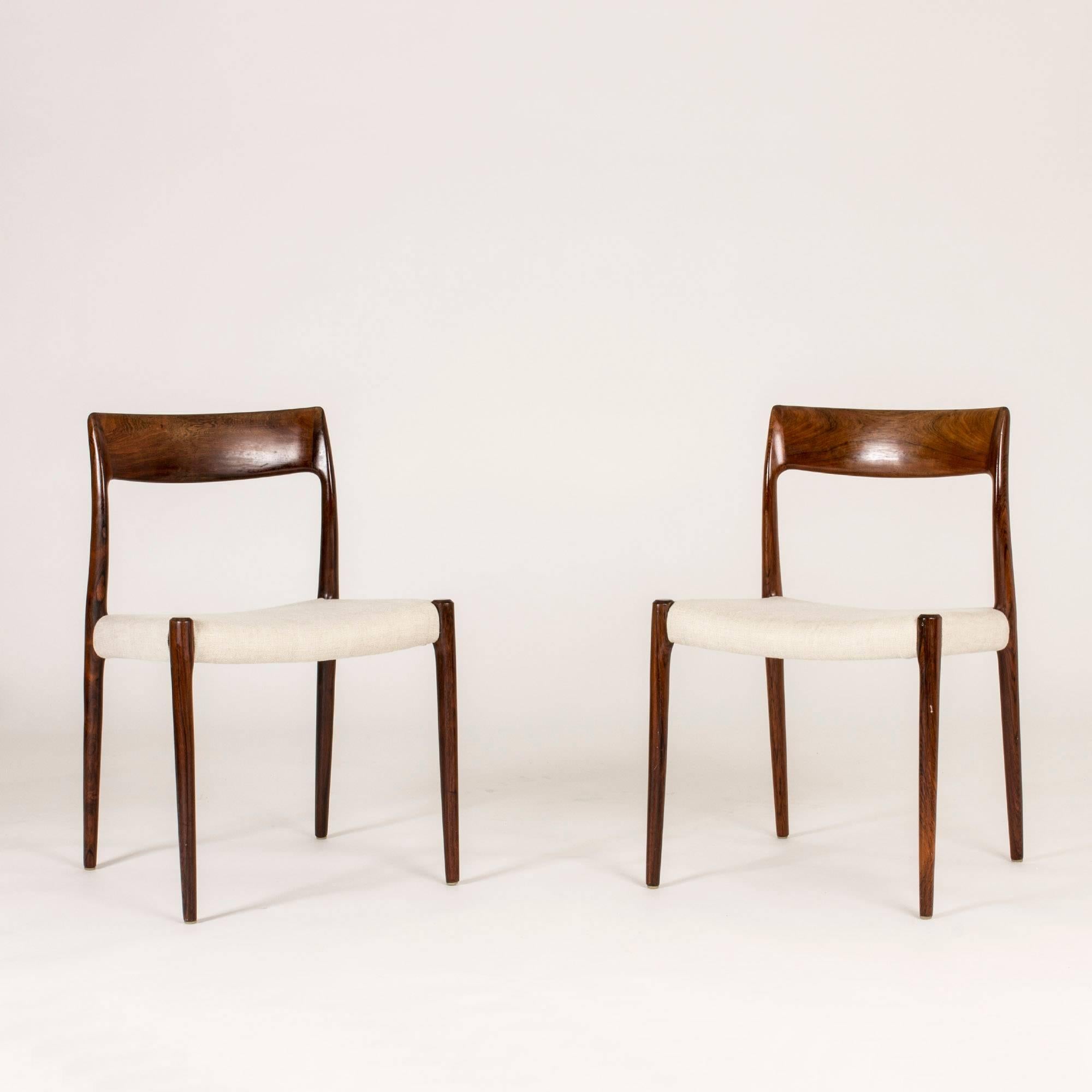 Scandinavian Modern Set of Four Rosewood Dining Chairs by Niels O. Møller