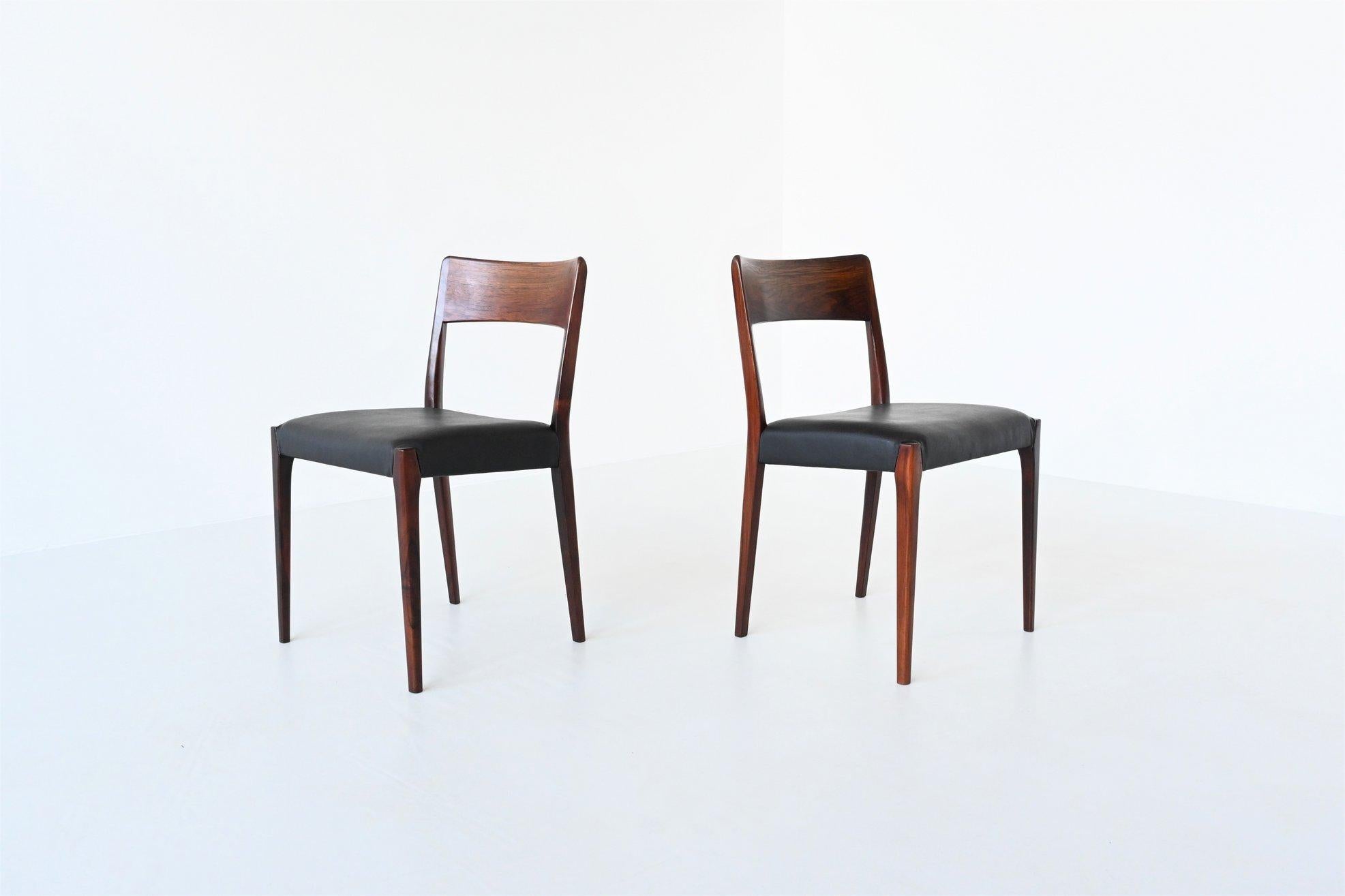 Set of Four Rosewood Dining Chairs Hornslet Mobelfabrik Denmark 1960 5