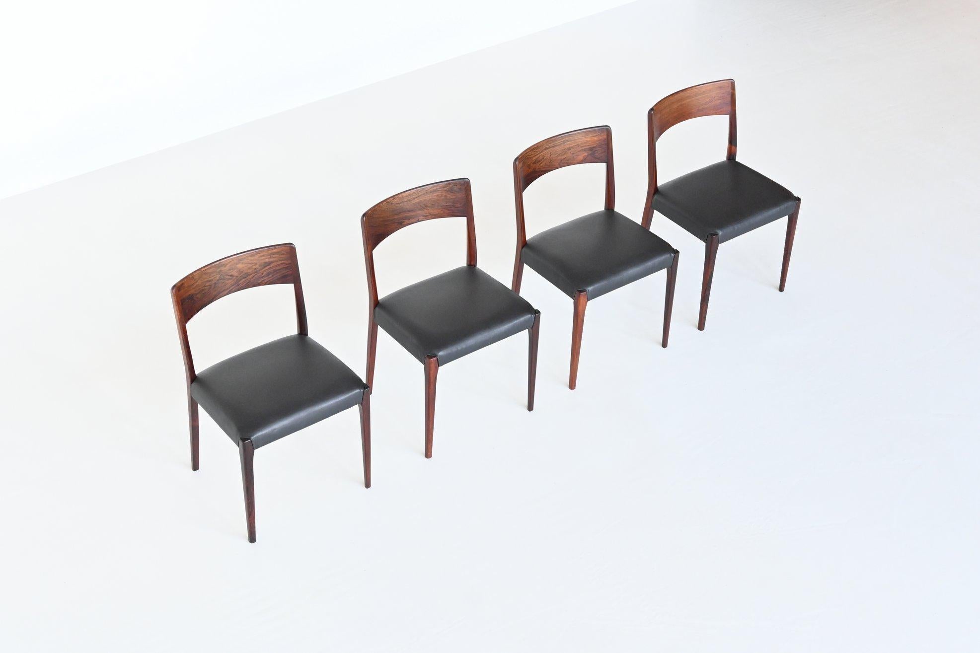 Set of Four Rosewood Dining Chairs Hornslet Mobelfabrik Denmark 1960 In Good Condition In Etten-Leur, NL