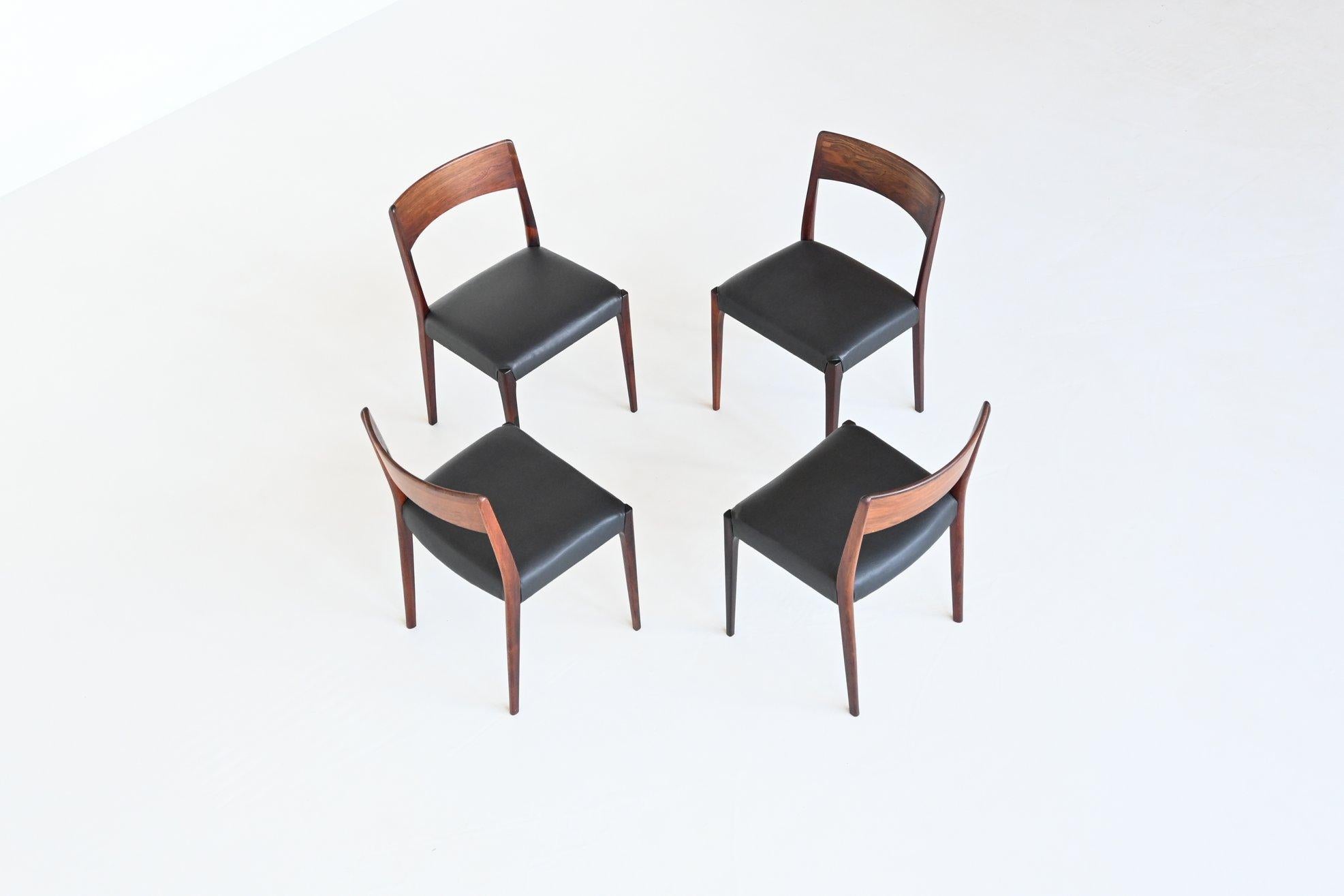 Set of Four Rosewood Dining Chairs Hornslet Mobelfabrik Denmark 1960 1