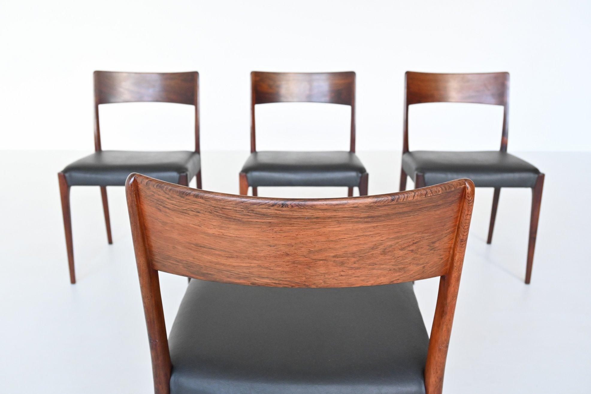 Set of Four Rosewood Dining Chairs Hornslet Mobelfabrik Denmark 1960 2