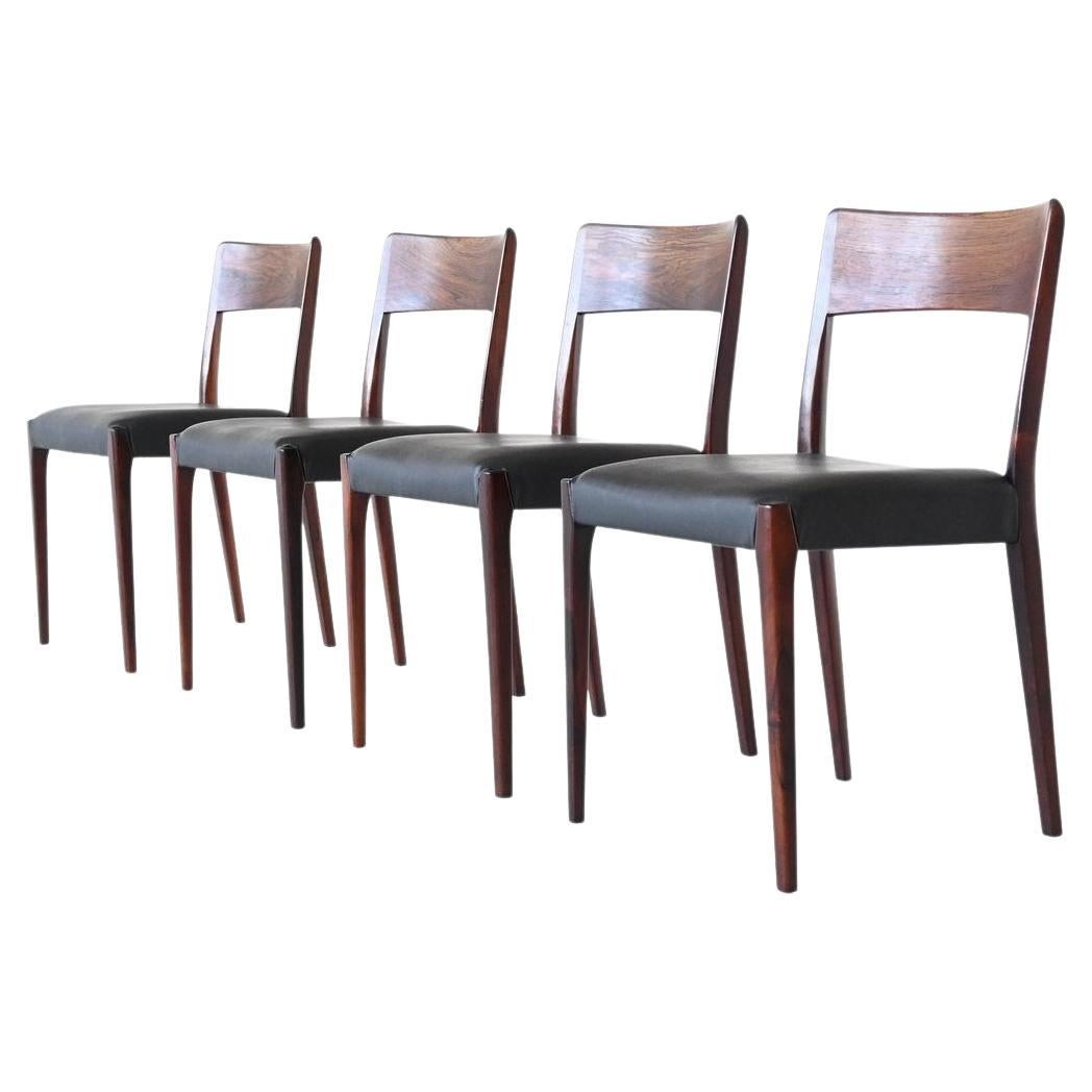 Set of Four Rosewood Dining Chairs Hornslet Mobelfabrik Denmark 1960