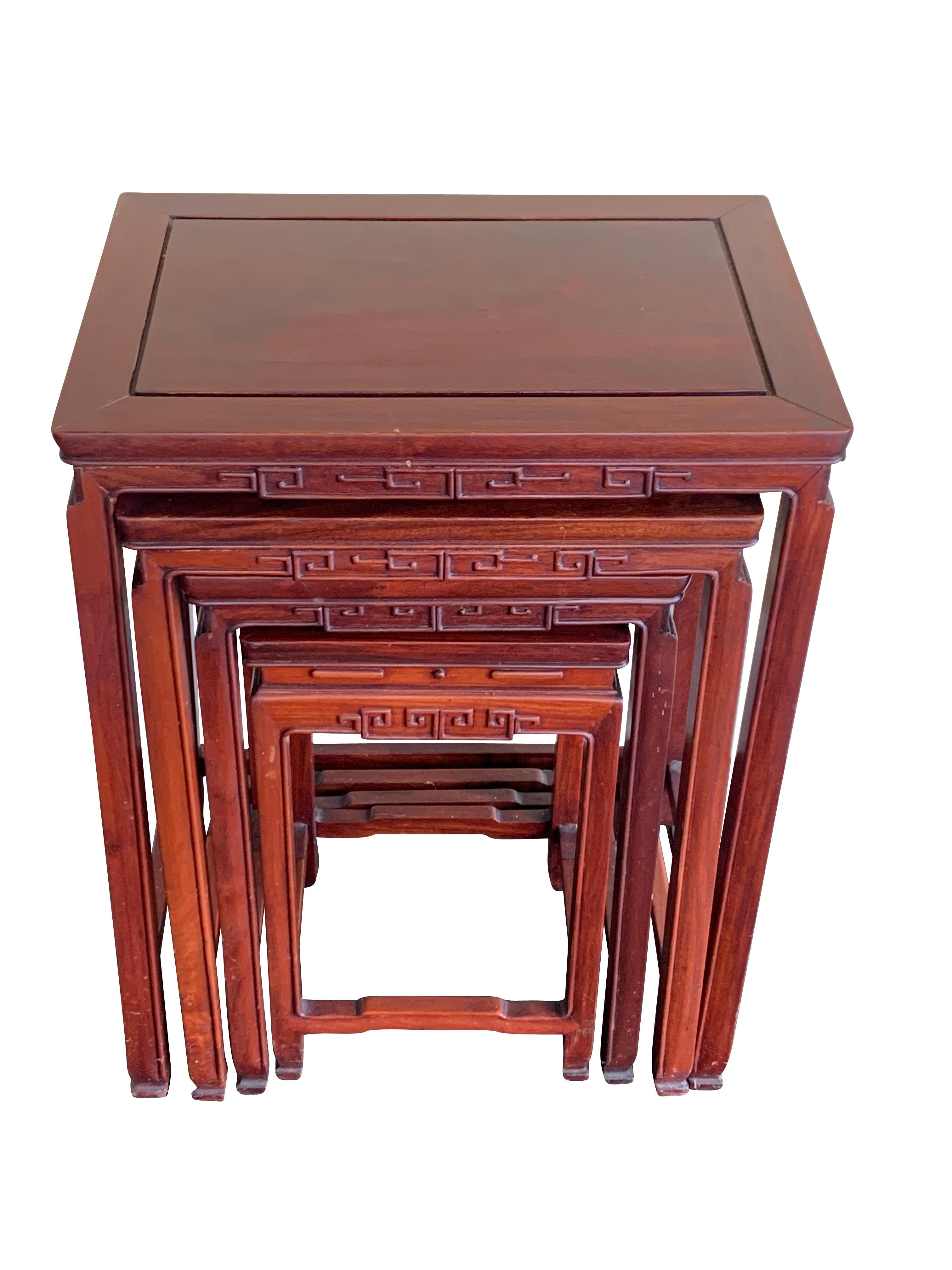 Chinese Set of Four Rosewood Nesting Tables, China, Midcentury For Sale