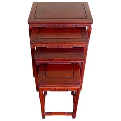 Retro Set of Four Rosewood Nesting Tables, China, Midcentury