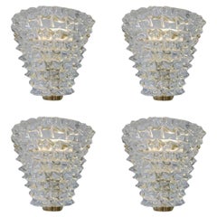 Set of Four Rostrato Murano Sconces in Style of Barovier e Toso. Italy, 1970
s.