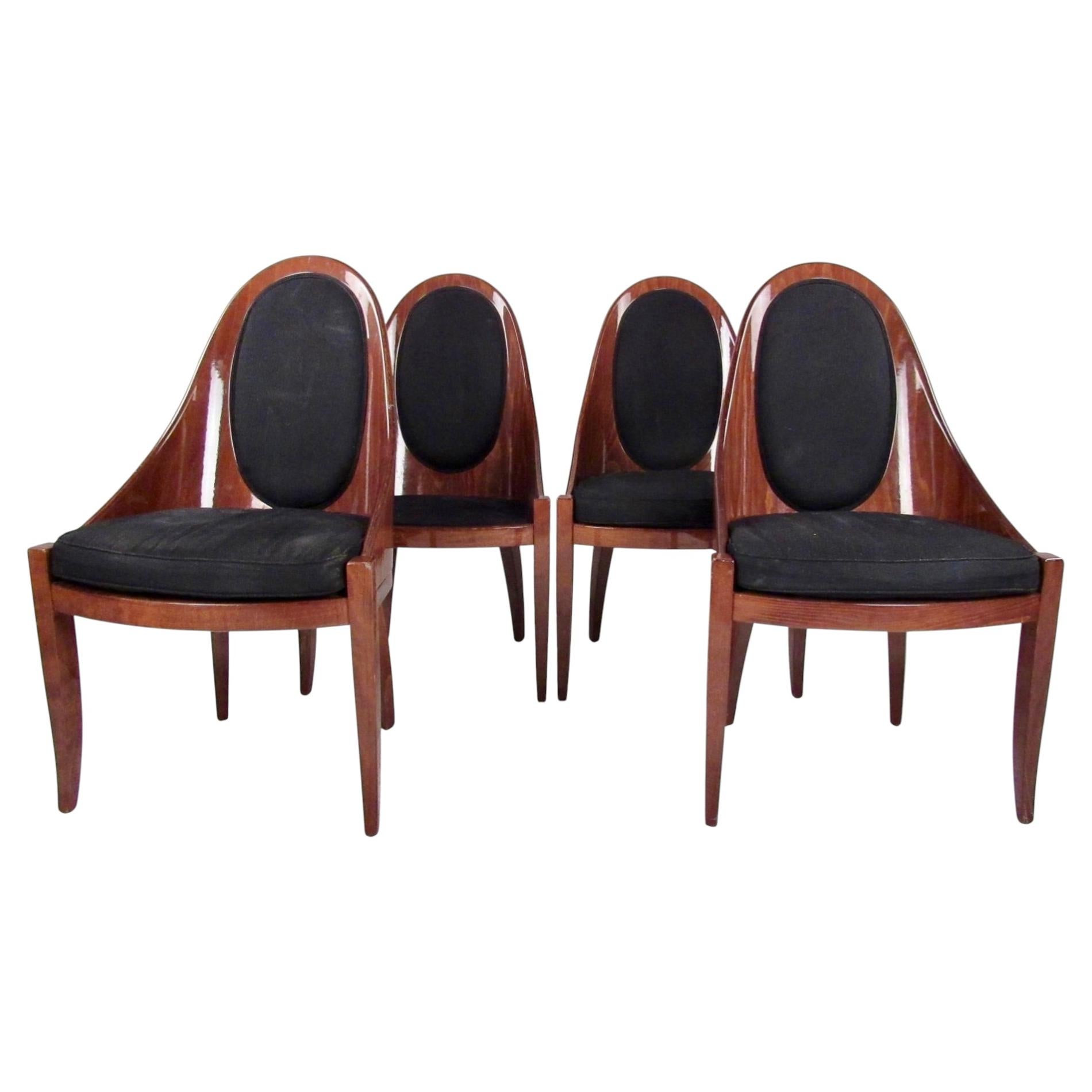 Set of Four Round Back Deco Style Dining Chairs by Pietro Costantini