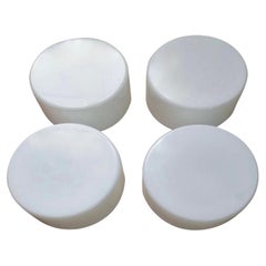 Set of Four Round Bauhaus Opaline Milk Glass Flush Mount by RZB Leuchten, 1960s