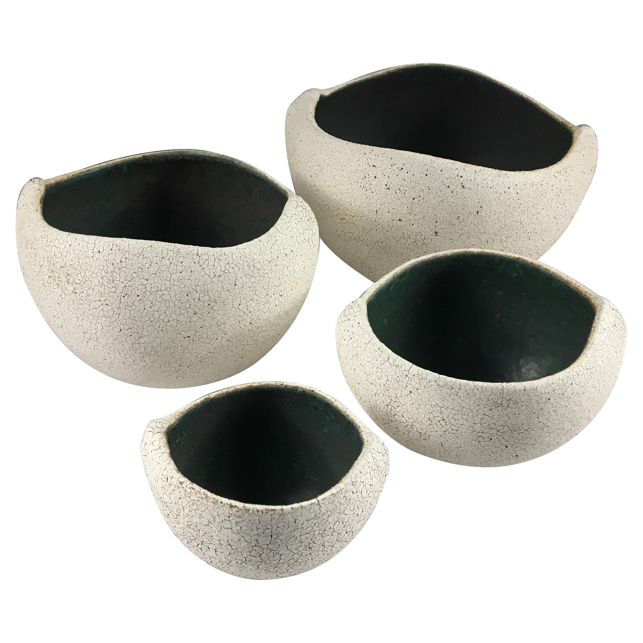 Set of Four Boat Shaped Bowls by Yumiko Kuga For Sale