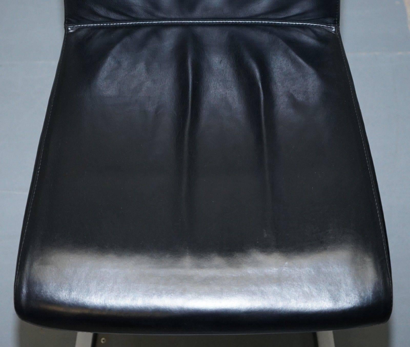 Italian Set of Four Black Leather Rolf Benz 7800 Dining Chairs Iconic Design