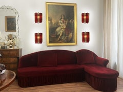 Set of Four Ruby and Amber Color Tronchi Sconces Murano