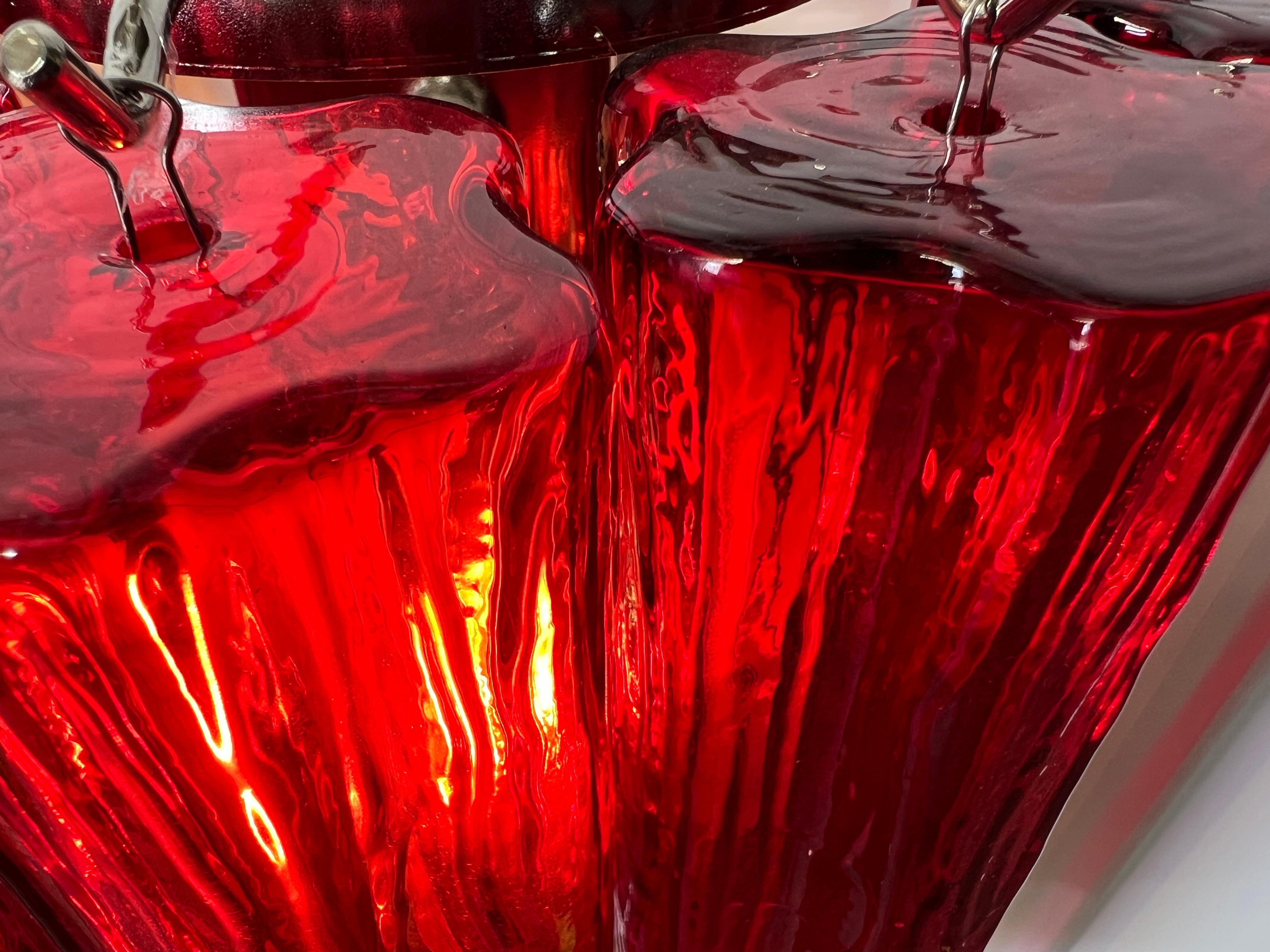 Set of Four Ruby Color Tronchi Sconces Murano For Sale 5