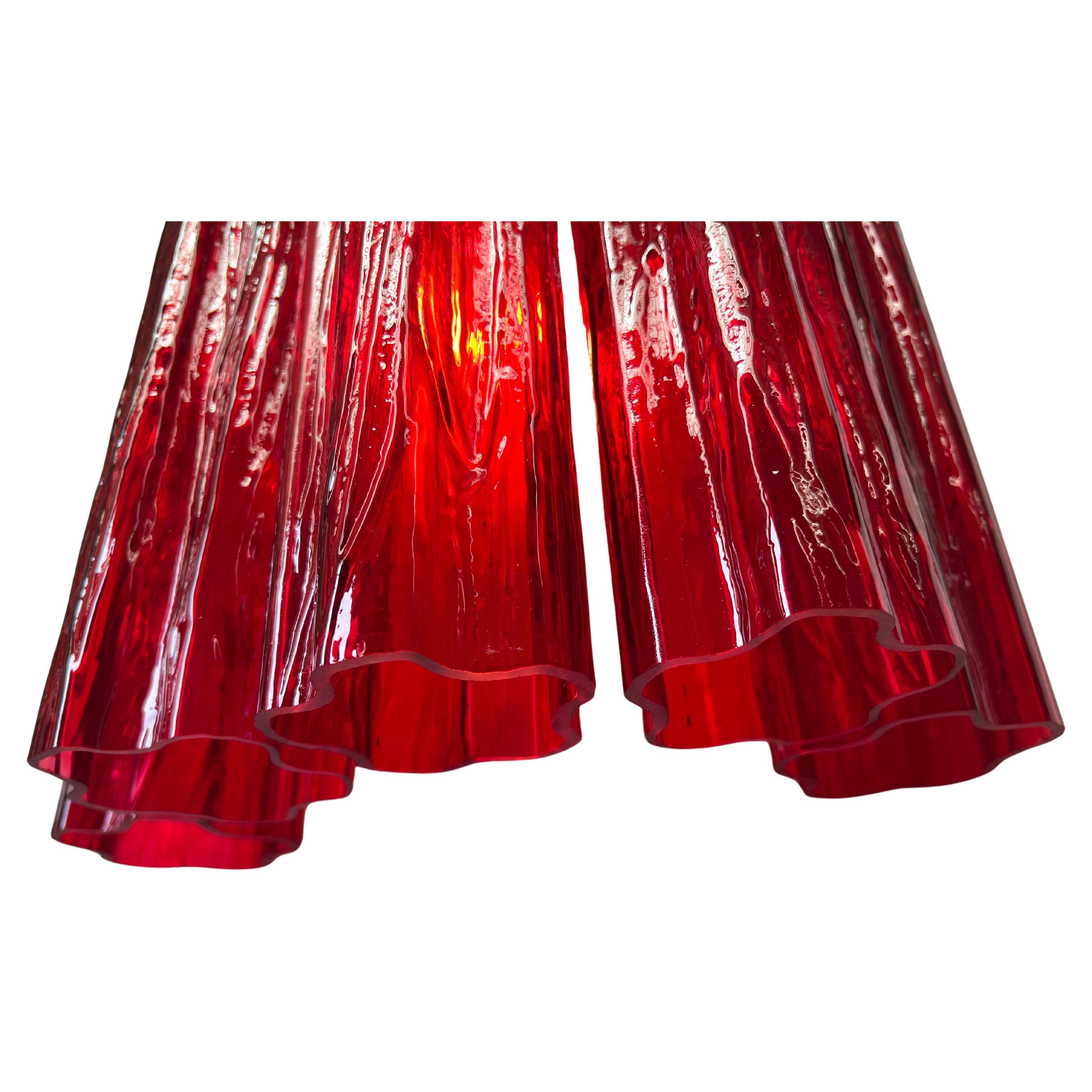 Set of Four Ruby Color Tronchi Sconces Murano For Sale 6
