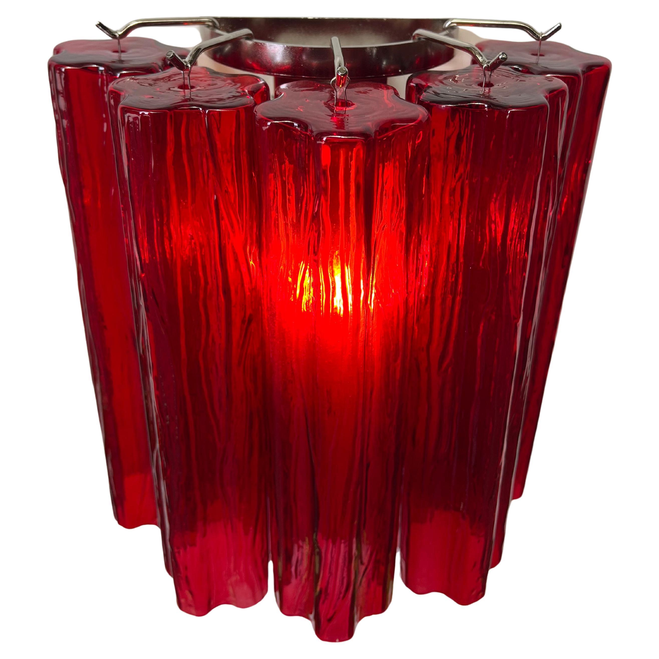 Italian Set of Four Ruby Color Tronchi Sconces Murano For Sale