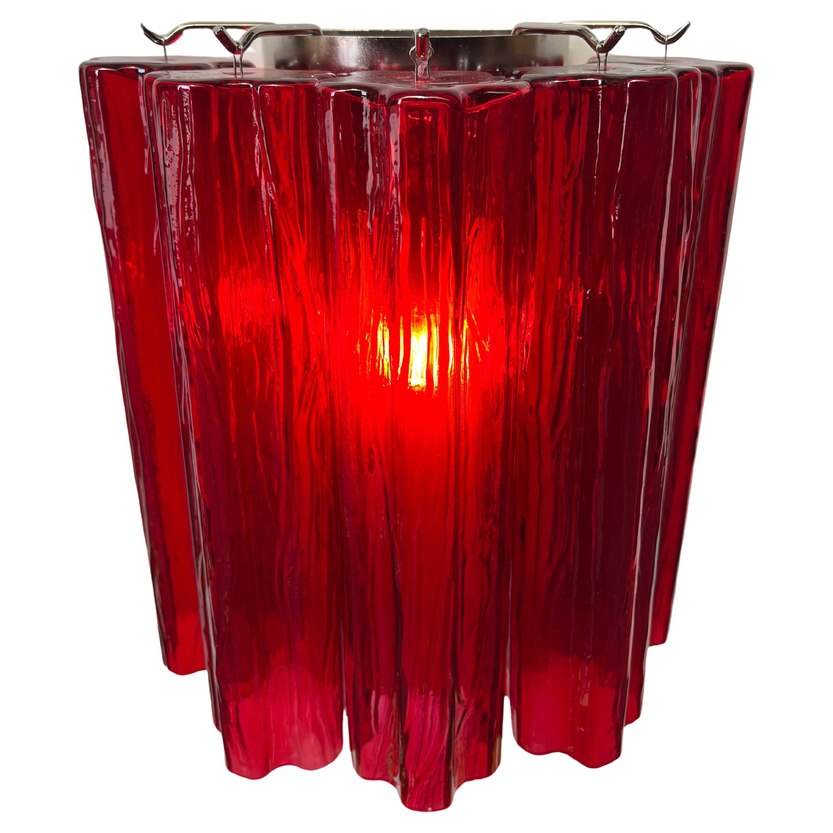 Contemporary Set of Four Ruby Color Tronchi Sconces Murano For Sale