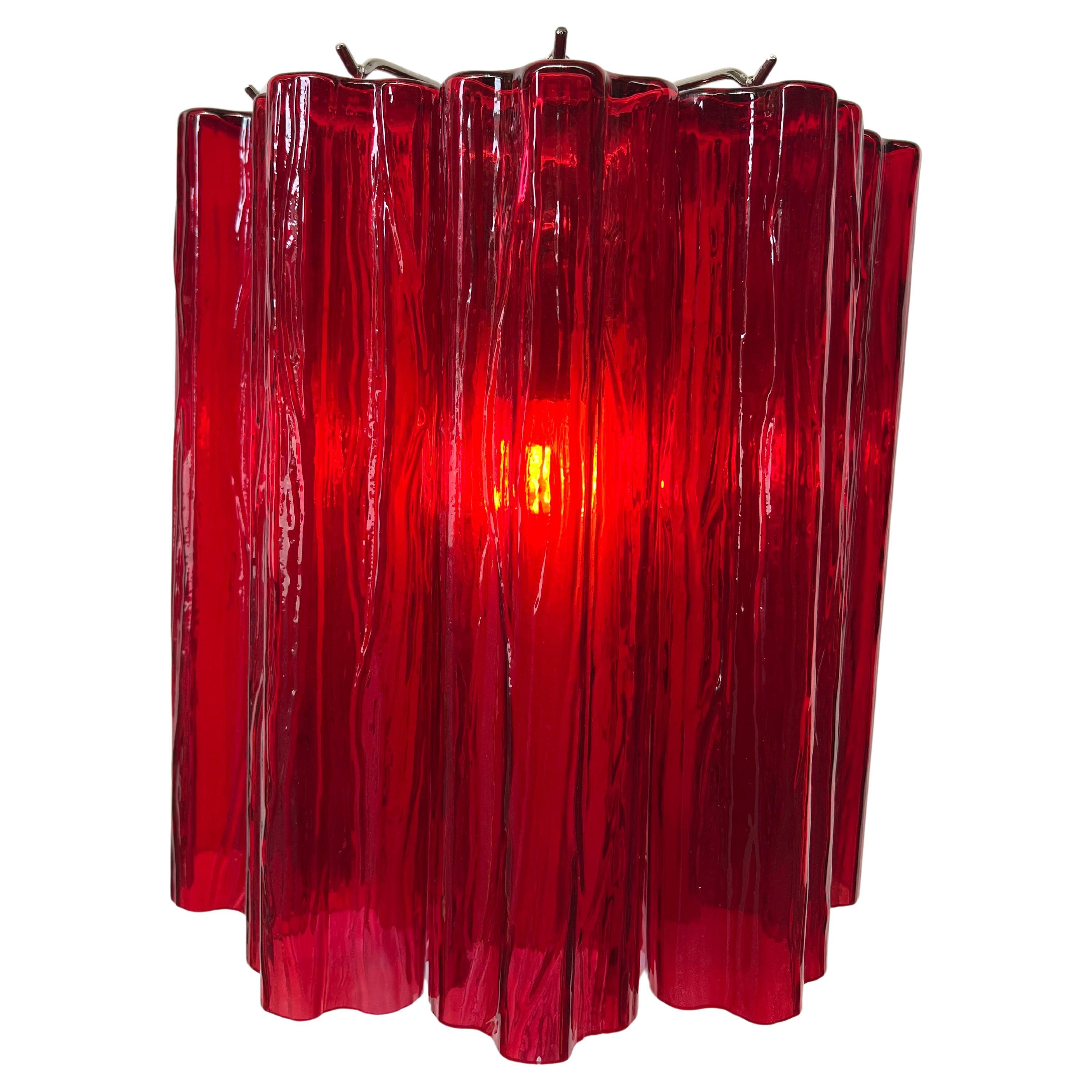 Set of Four Ruby Color Tronchi Sconces Murano For Sale 1