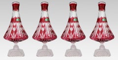Set of Four Ruby Overlay Crystal Vases by Violetta