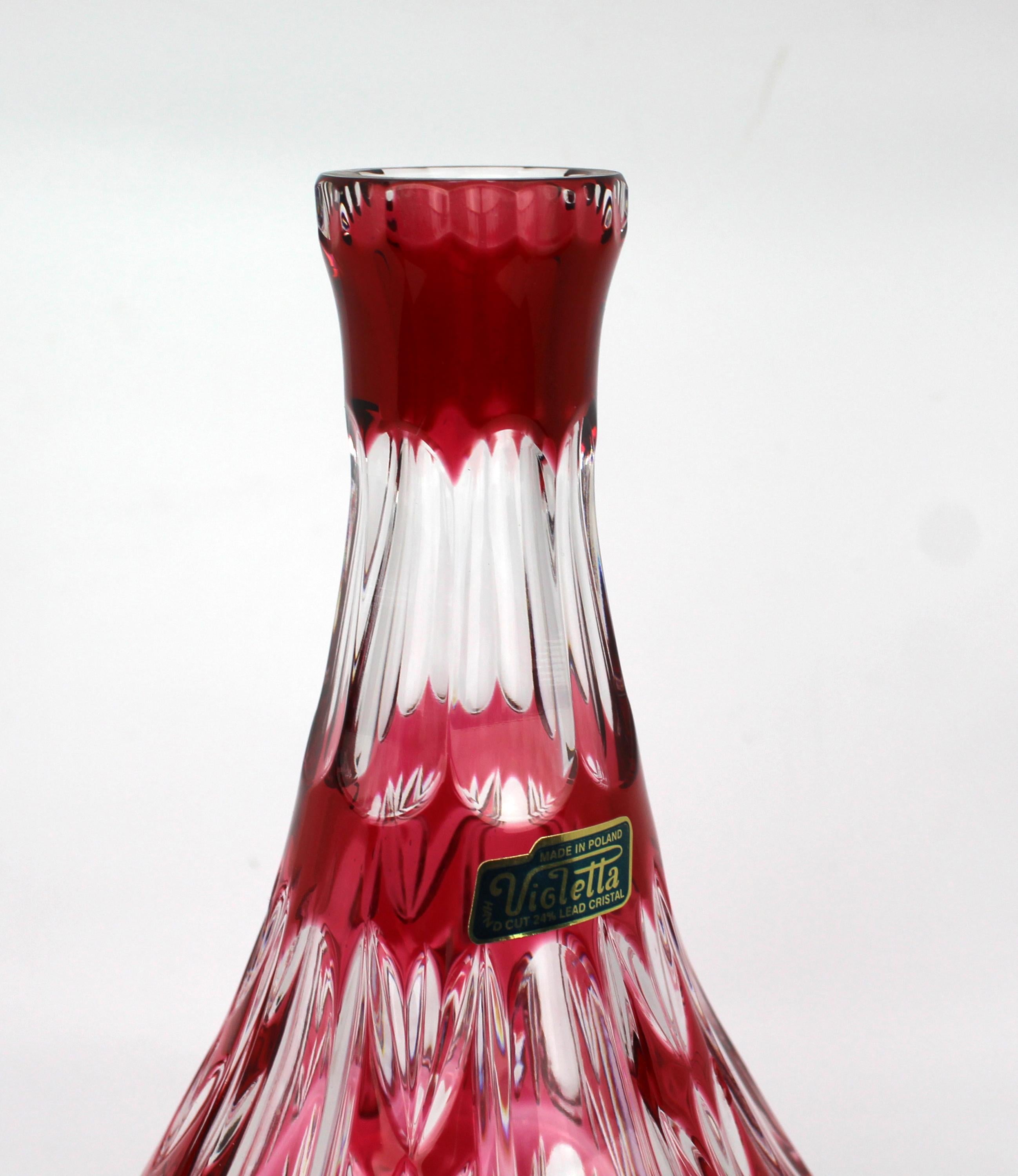 20th Century Set of Four Ruby Overlay Crystal Vases by Violetta For Sale