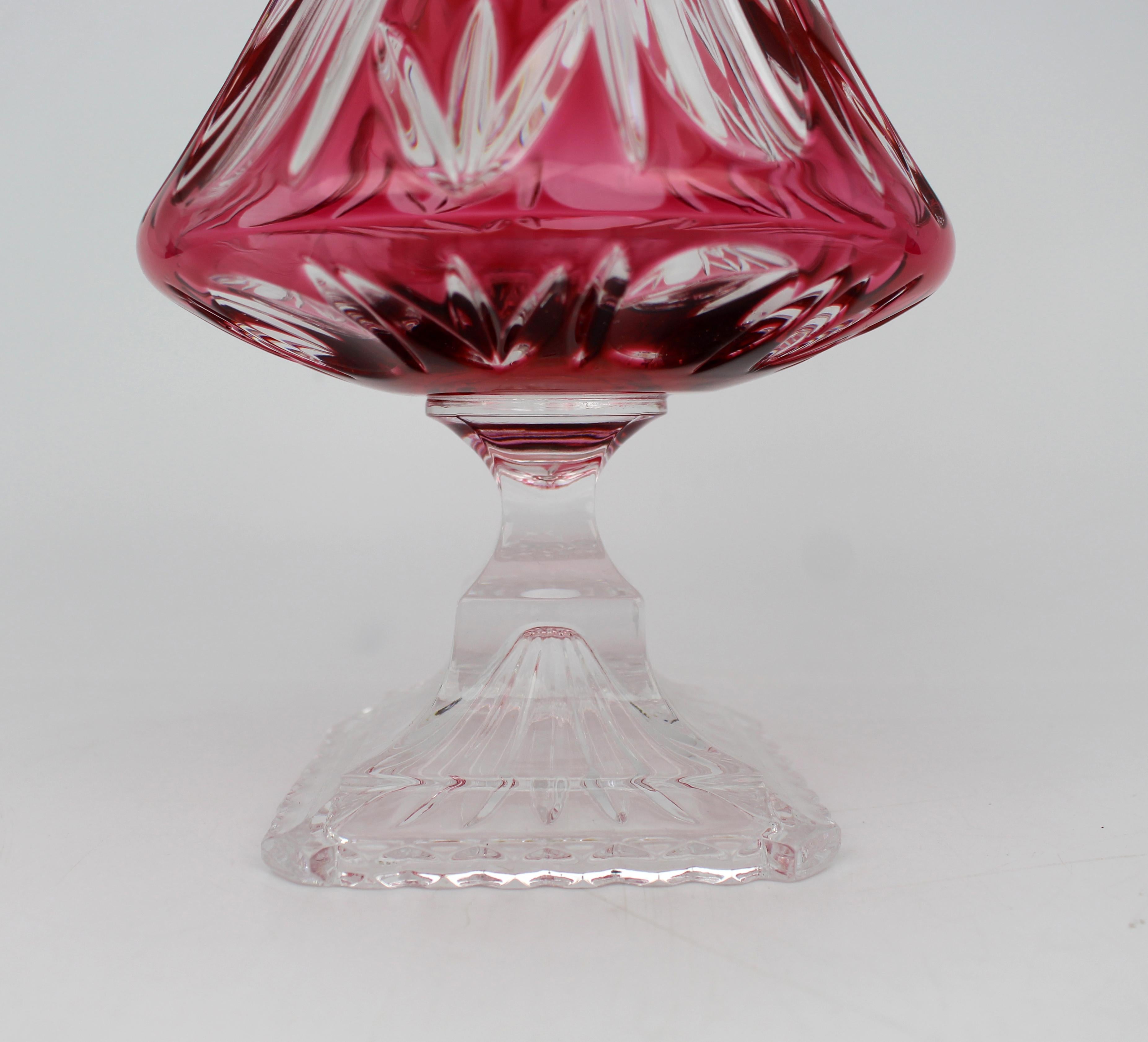 Set of Four Ruby Overlay Crystal Vases by Violetta For Sale 1