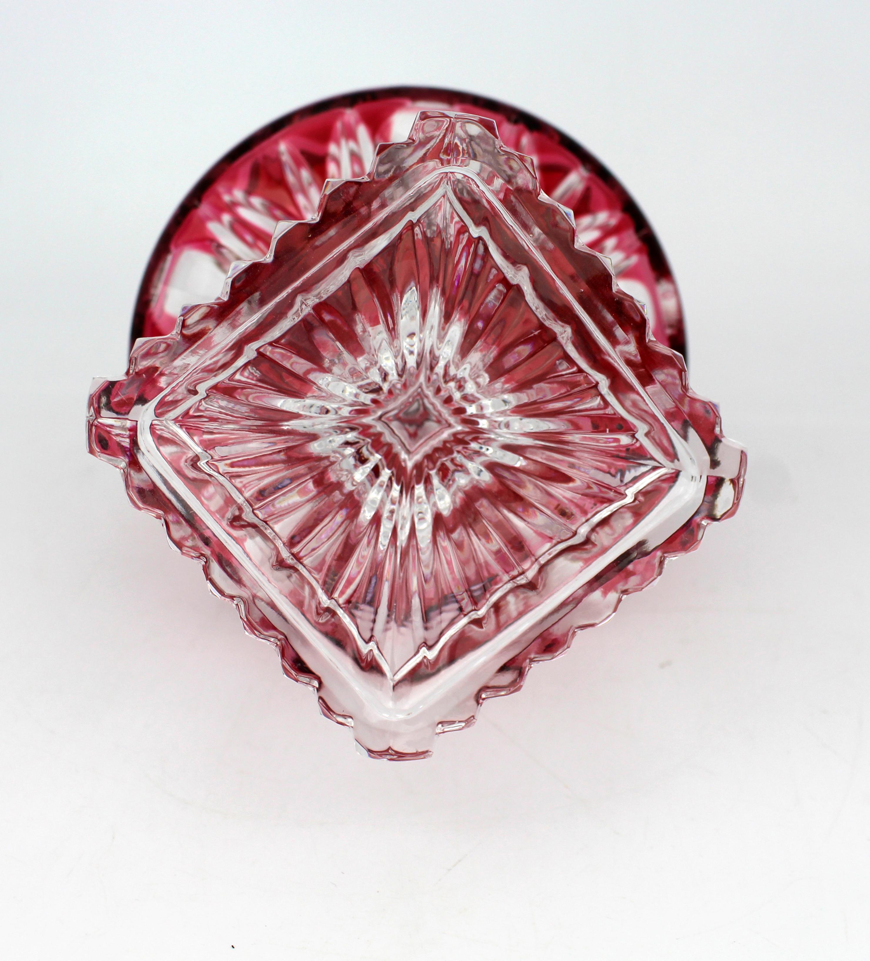 Set of Four Ruby Overlay Crystal Vases by Violetta For Sale 2