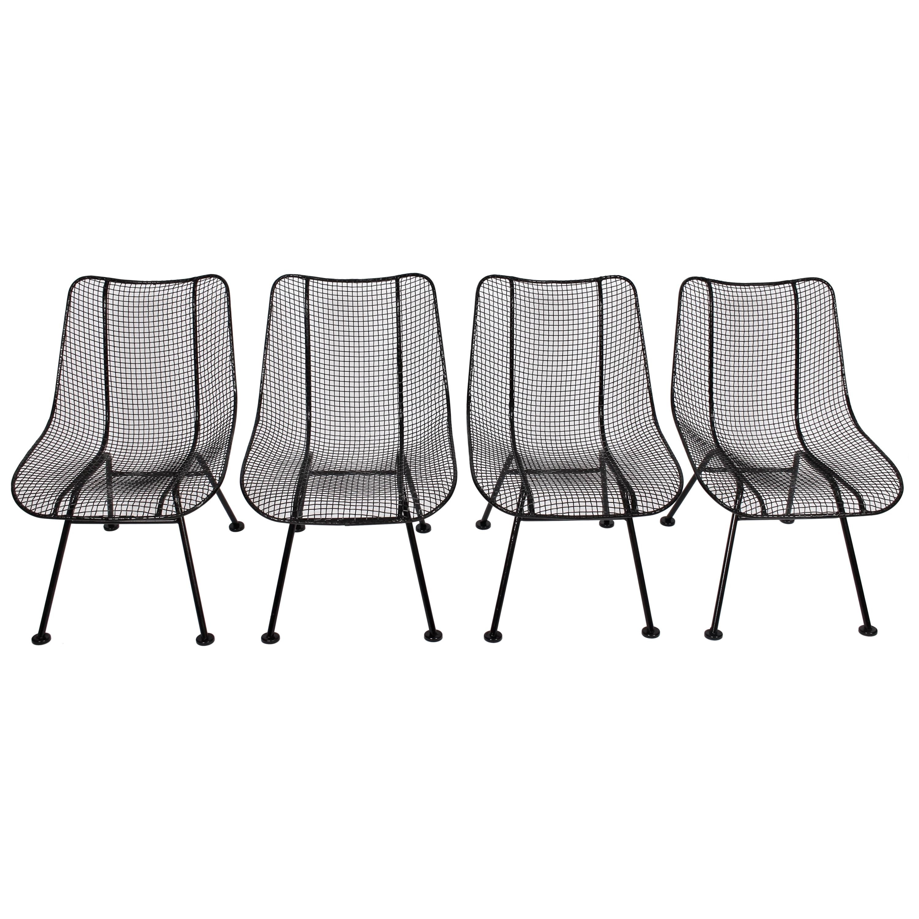 Set of Four Russell Woodard "Sculptura" Black Lanai Side Chairs, 1950s