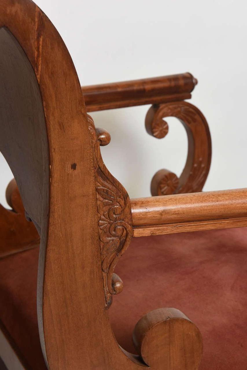 Set of Four Russian Neoclassic Mahogany Armchairs In Excellent Condition For Sale In Hollywood, FL