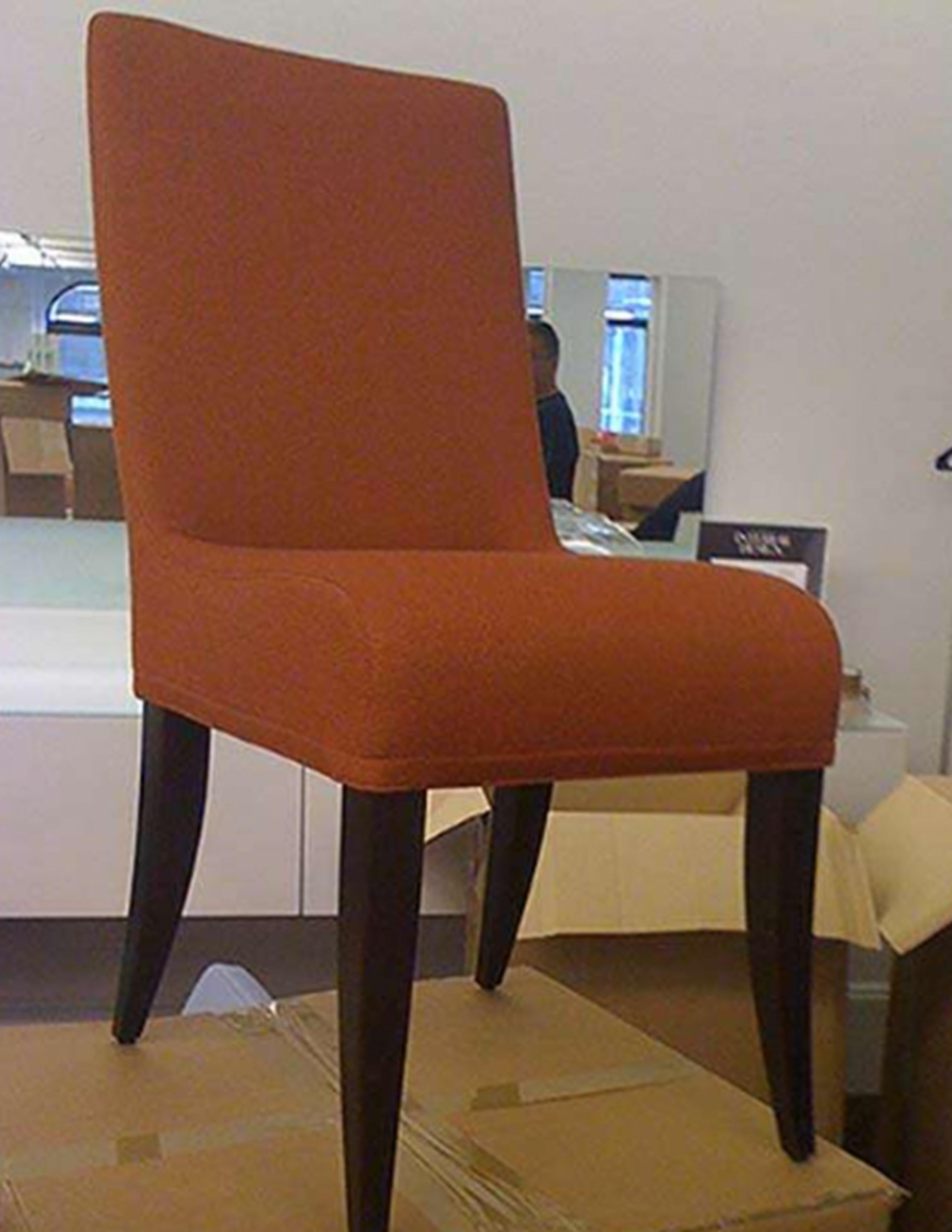 Isis dining chair
(4) available
Fabric: Rust color
Legs: Wenge stain
Measures: 16.9