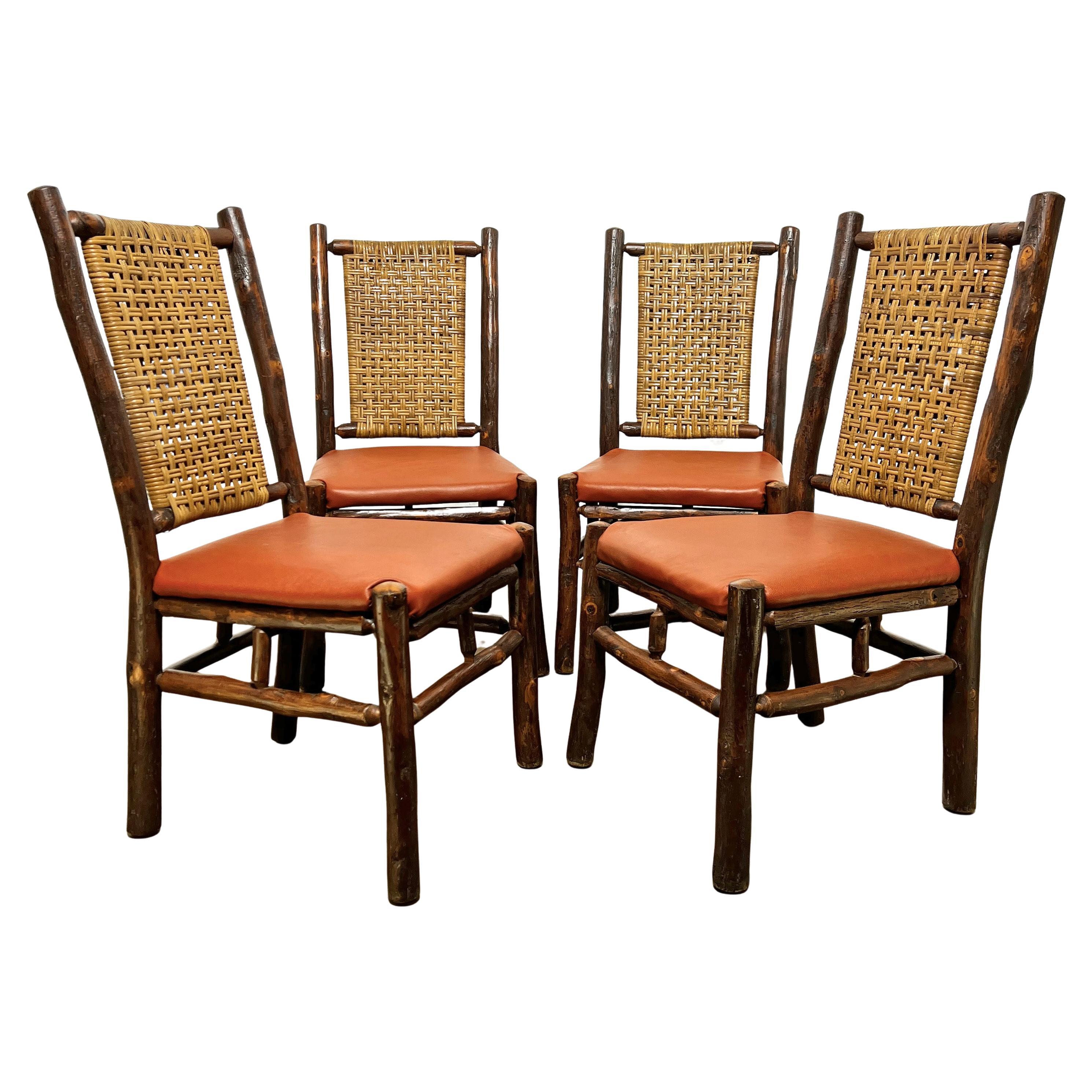 Set di quattro sedie da pranzo rustiche in stile Adirondack, circa anni '60 in vendita