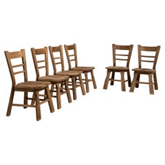 Set di quattro sedie da pranzo in stile rustico provenzale, rovere invecchiato