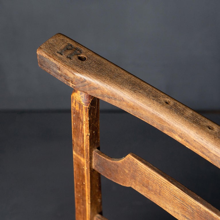 Set of Four Rustic French Rush Seat Chapel Chairs, Early 20th Century ...