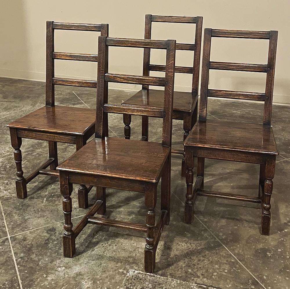 Set of Four Rustic Mid-Century Country French Chairs In Good Condition For Sale In Dallas, TX