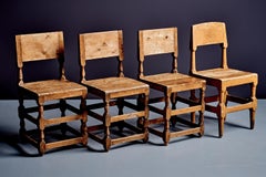 Set of four rustic Pinewood Chairs Sweden, about 1900
