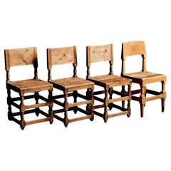 Set of four rustic Pinewood Chairs Sweden, about 1900