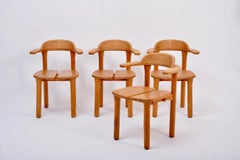 Set of Four Rustic Scandinavian Mid-Century Modern Dining Chairs