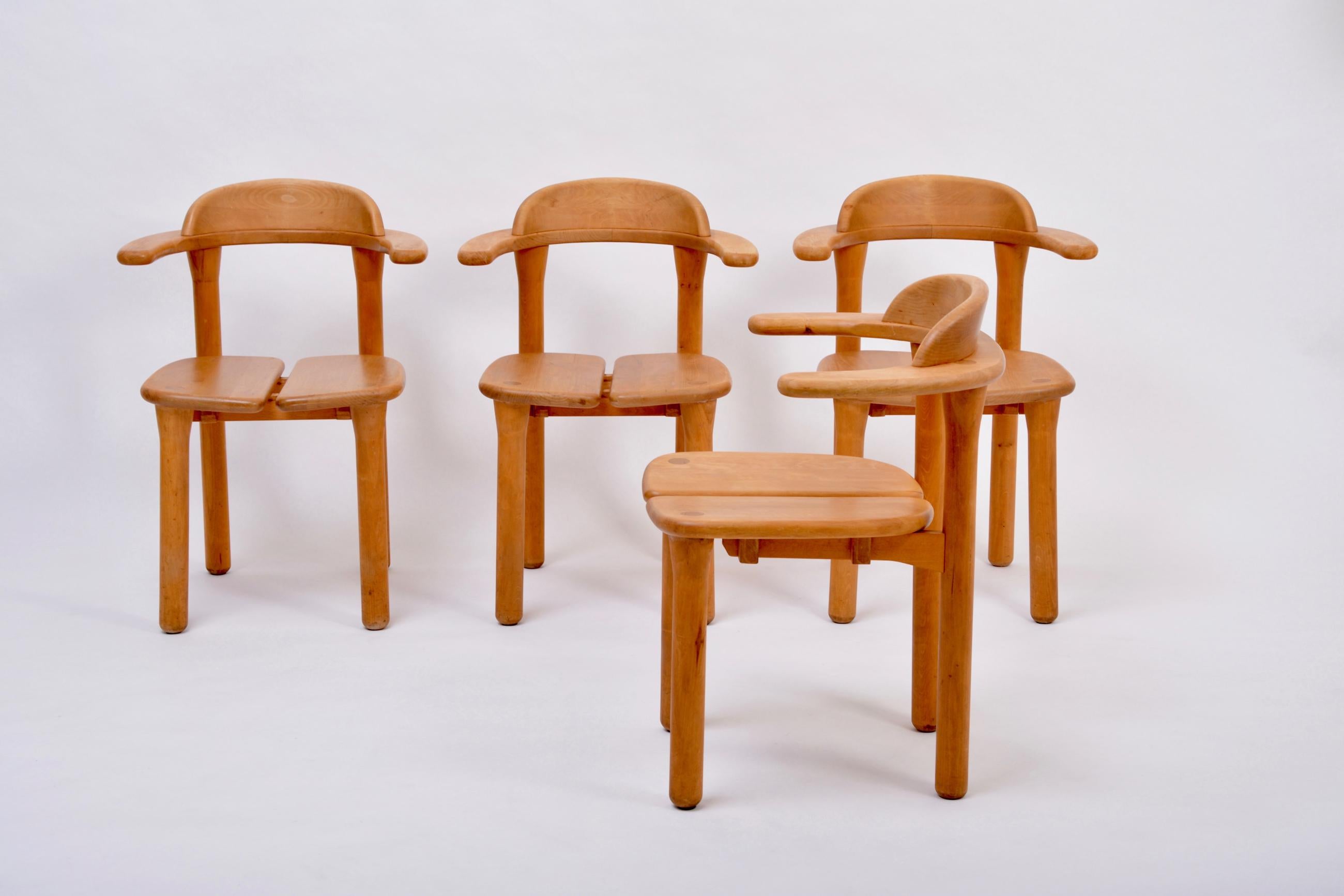 Scandinavian Modern Set of Four Rustic Scandinavian Mid-Century Modern Dining Chairs For Sale