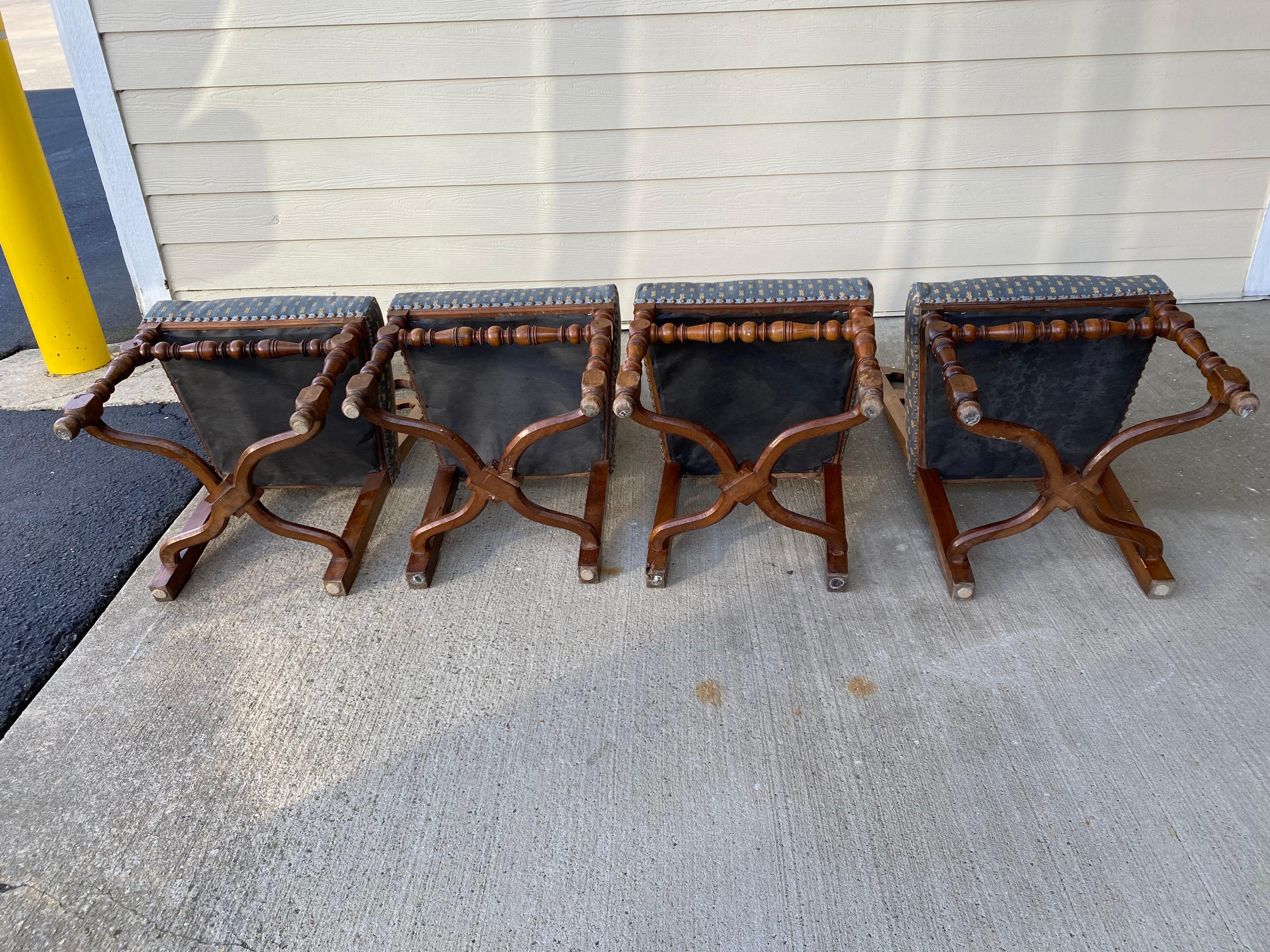 Set of Four Rustic Style Oak Ladder Back Chairs, Early 20th Century For Sale 9