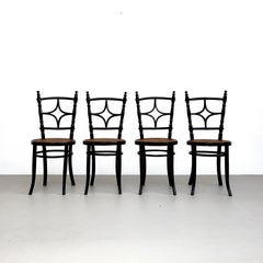 Set di quattro sedie francesi in legno rustico, circa 1950