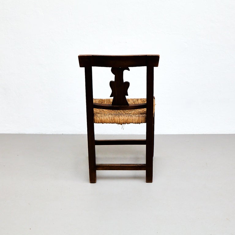 Set of Four Rustic Wood French Chairs, circa 1950 For Sale at 1stDibs